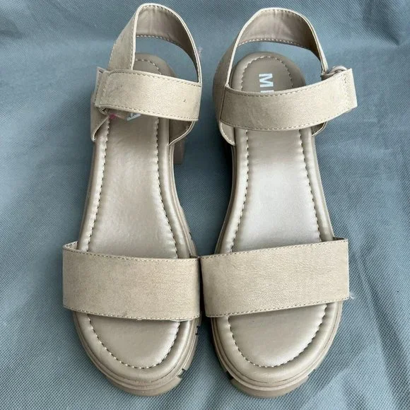 Mia Platform Chunky Lug Sole Ankle Strap Sandals Stone Gray Size 8 Shoes - Picture 5 of 8